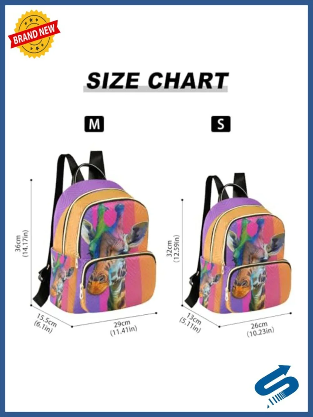 ALAZA Colorful Giraffe Small Backpack Purse for Women Travel Bag Lightweight